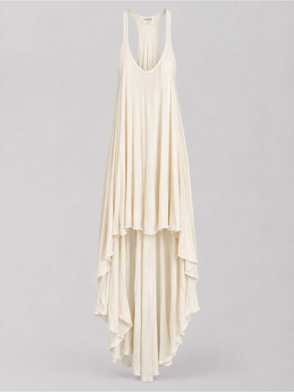 Moule Gorfam Ivory Layered Drape Maxi Dress Boho Festival Beach One Size Resort